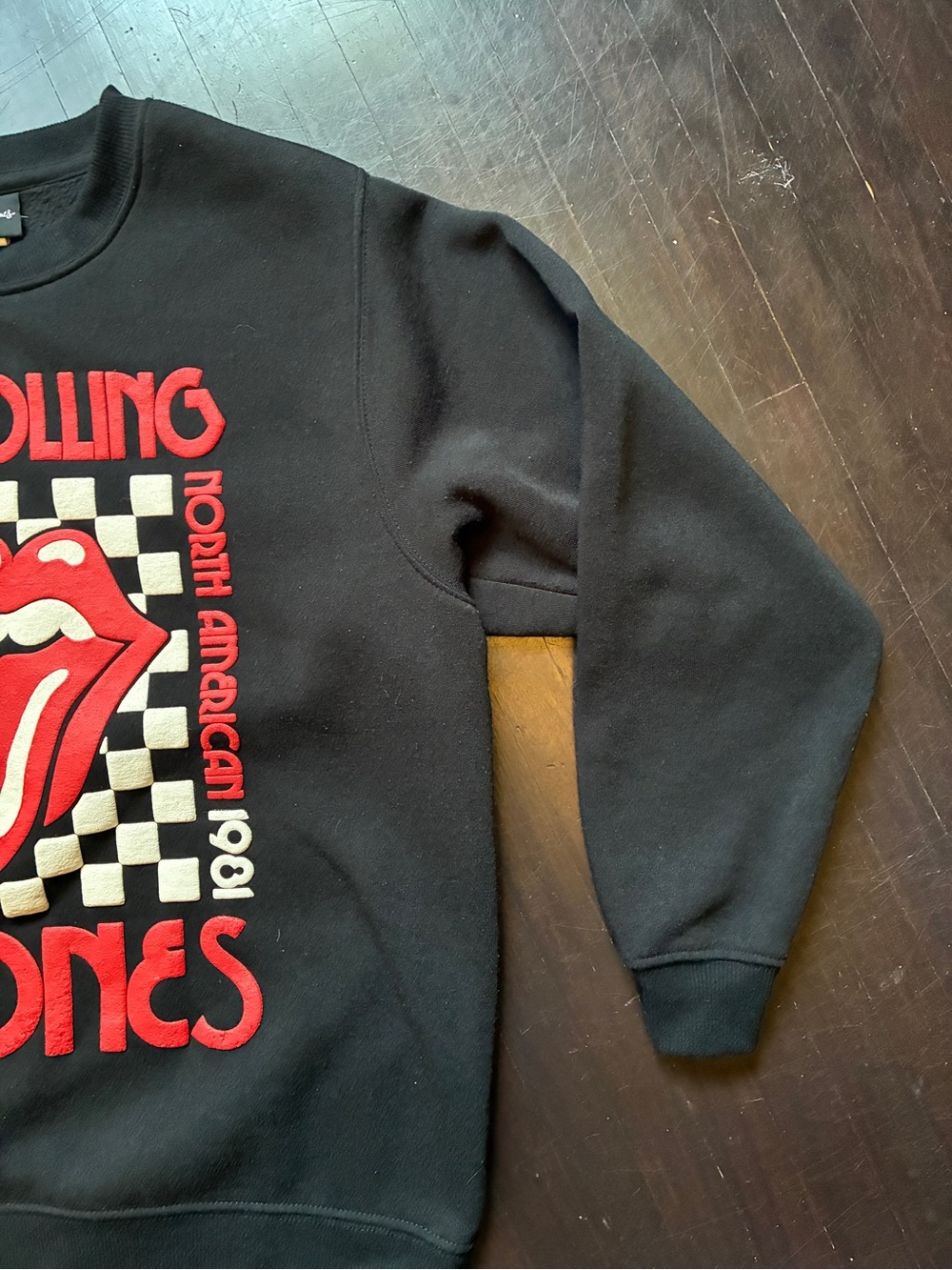 Rolling Stones Black Crewneck Sweatshirt with Red Graphic, size small - Picture 2 of 5